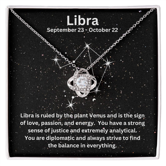 Gift For Her | Libra Zodiac Sign Love Knot Necklace