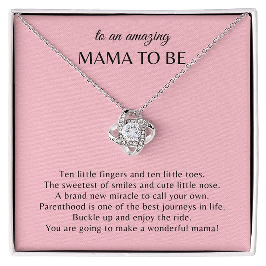 Gift For Mommy To Be | Love Knot Necklace - Amazing Mama Pink