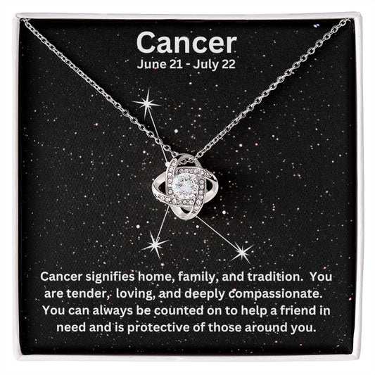 Gift For Her | Cancer Zodiac Sign Love Knot Necklace