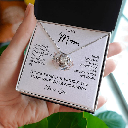 Gift For Mom | Can't Image Life Without You Love Knot Necklace From Son