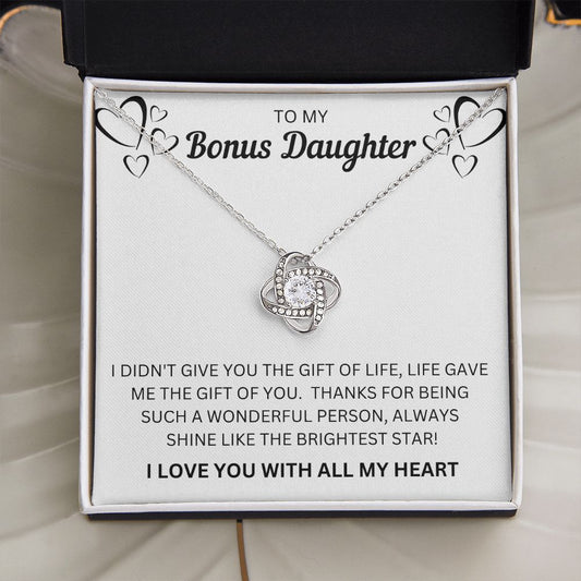 Gift For Bonus Daughter | Brightest Star Love Knot Necklace