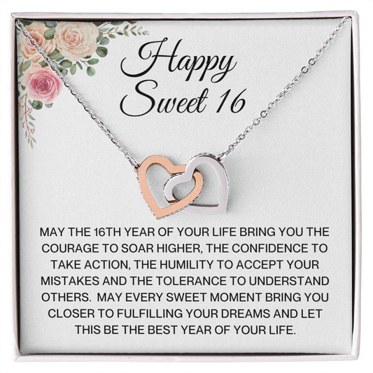 Gift For Her | Interlocking Heart Necklace - Happy Sweet 16