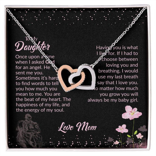 Gift For Daughter | Interlocking Hearts Necklace - Angel From Mom