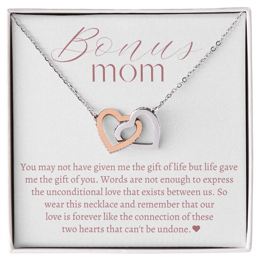 Gift For Bonus Mom | Unconditional Love Interlocking Heart Necklace