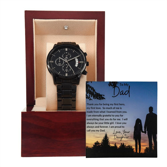 Gift For Dad | Sunset Black Chronograph Watch From Daughter
