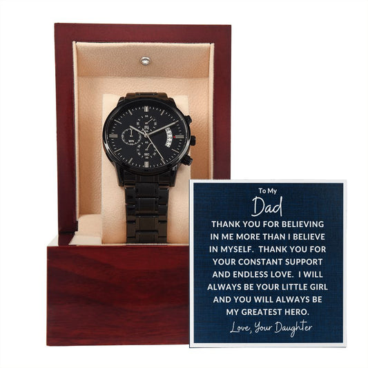Gift For Dad | Endless Love Black Chronograph Watch From Daughter