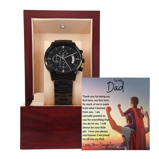 Gift For Dad | Hero Black Chronograph Watch From Daughter