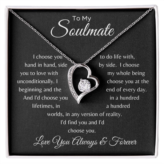 Gift For Soulmate | Forever Love Necklace - I Choose You - Black