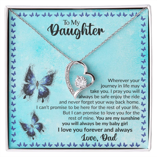 Gift For Daughter | Forever Love Necklace - Blue Butterflies From Dad