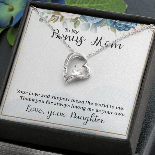 Gift For Bonus Mom | Thank You Forever Love Necklace From Bonus Daughter