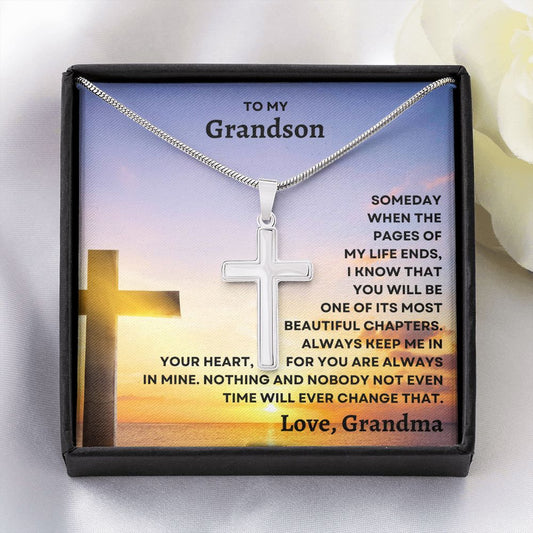 Gift For Grandson | Stainless Steel Cross Necklace From Grandma