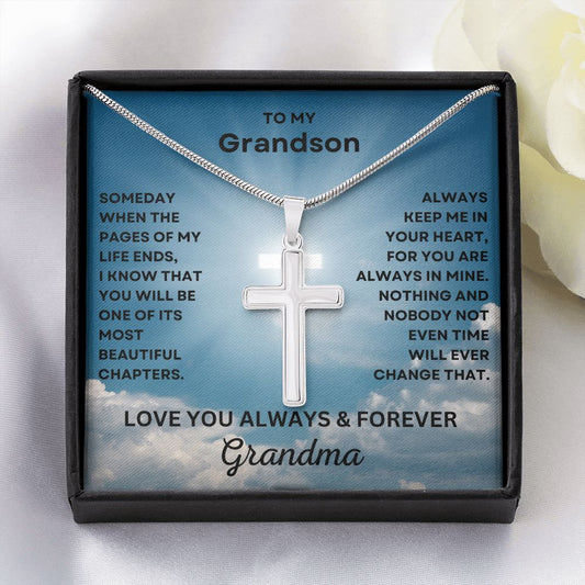 Gift For Grandson | Stainless Steel Cross Necklace From Grandma