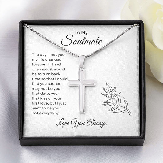 Gift For Soulmate | Stainless Steel Cross Necklace - Turn Back Time