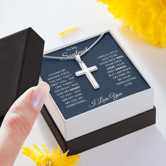 Stainless Steel Cross Necklace - Missing Piece Blue