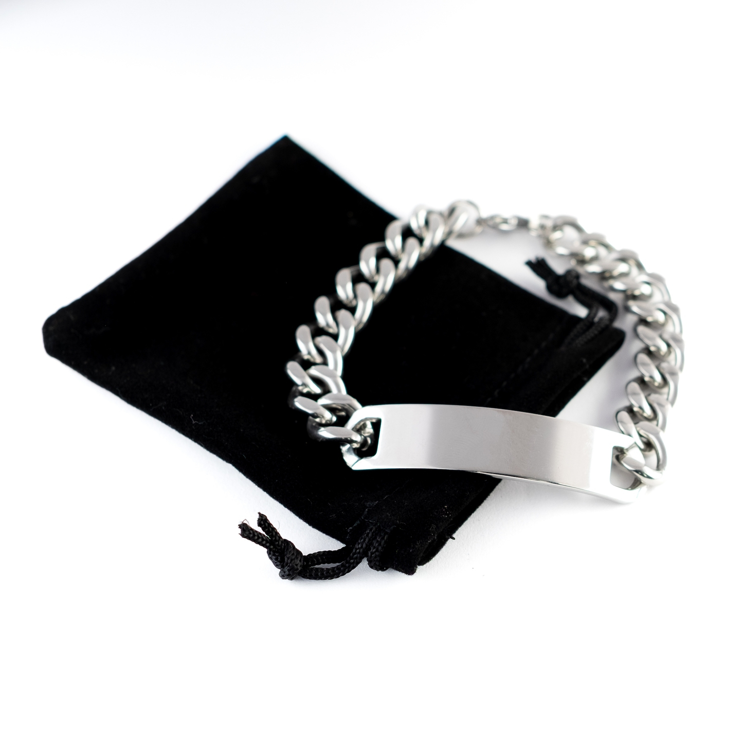 Cuban Link Chain Stainless Steel Engraved Bracelet Gift For Son