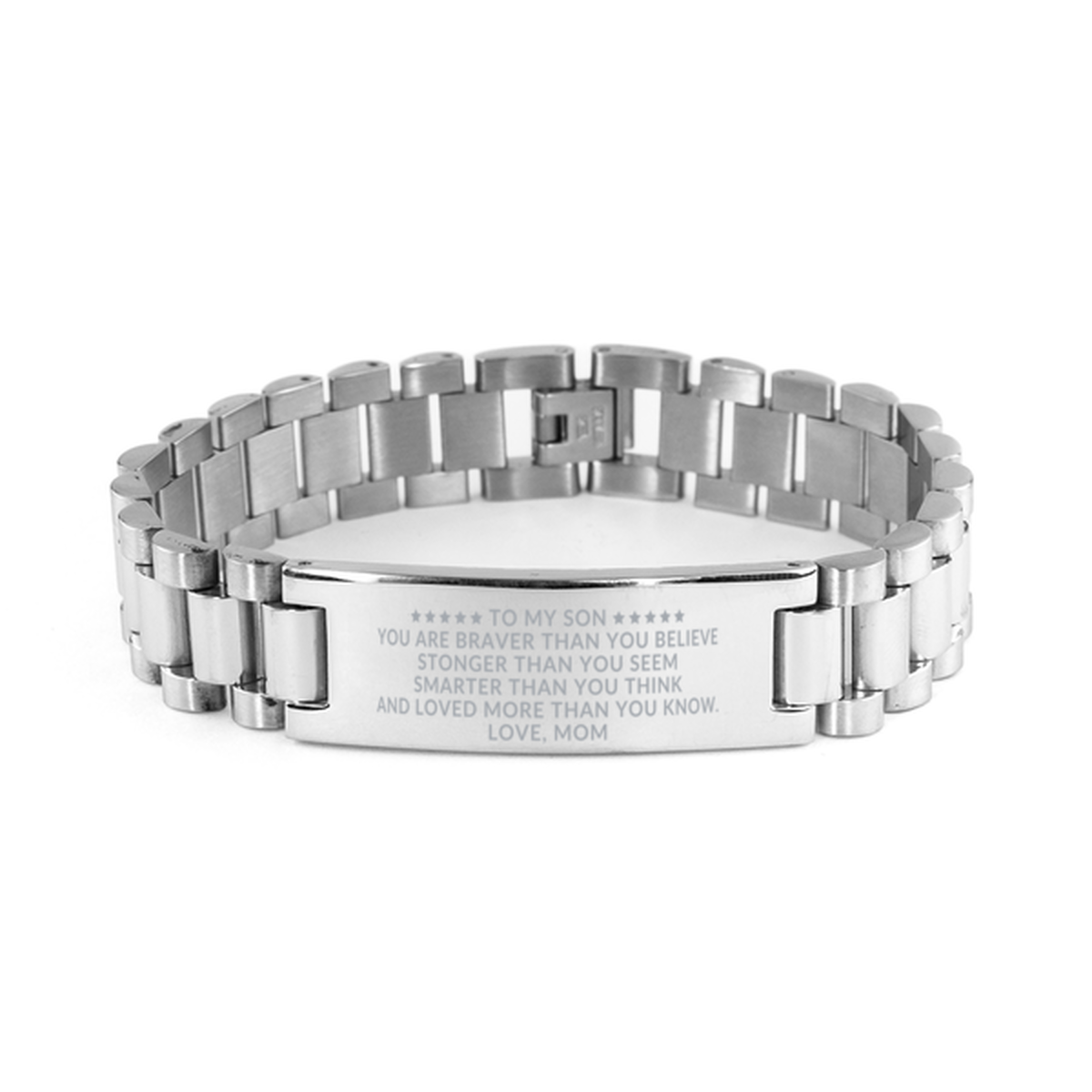 Ladder Stainless Steel Engraved Bracelet for Son From Mom