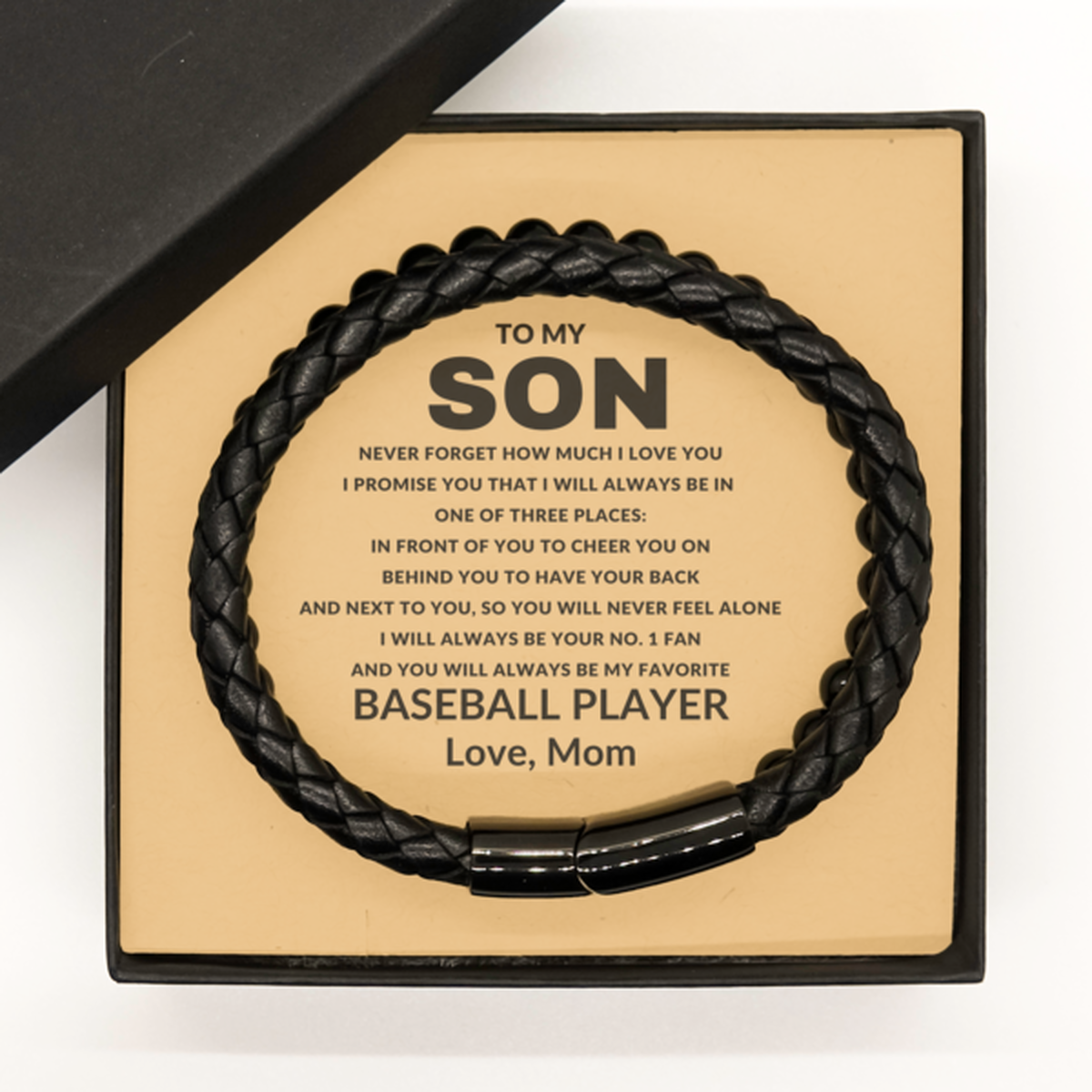 Stone Bracelet with Genuine Leather Braided Bracelet Baseball
