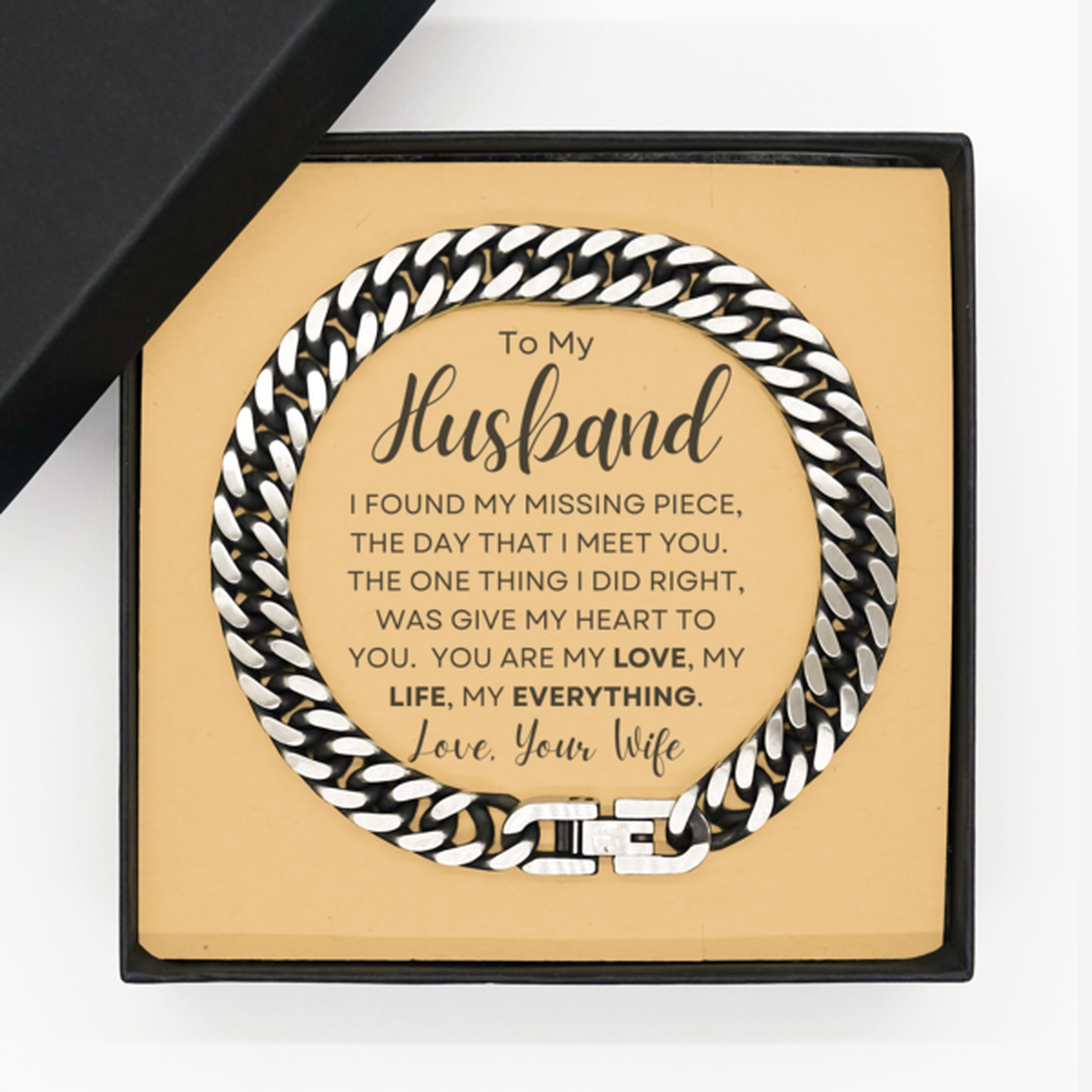 Gift For Husband | Cuban Link Stainless Steel Chain Bracelet From Wife
