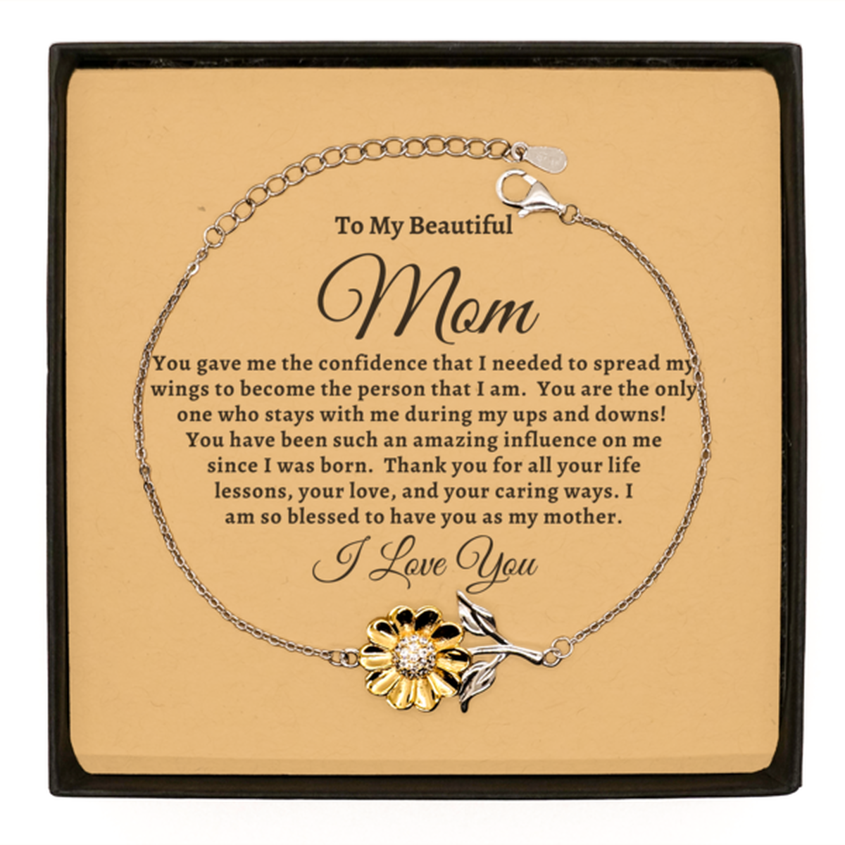 Gift For Mom | Confidence Sterling Silver Sunflower Bracelet