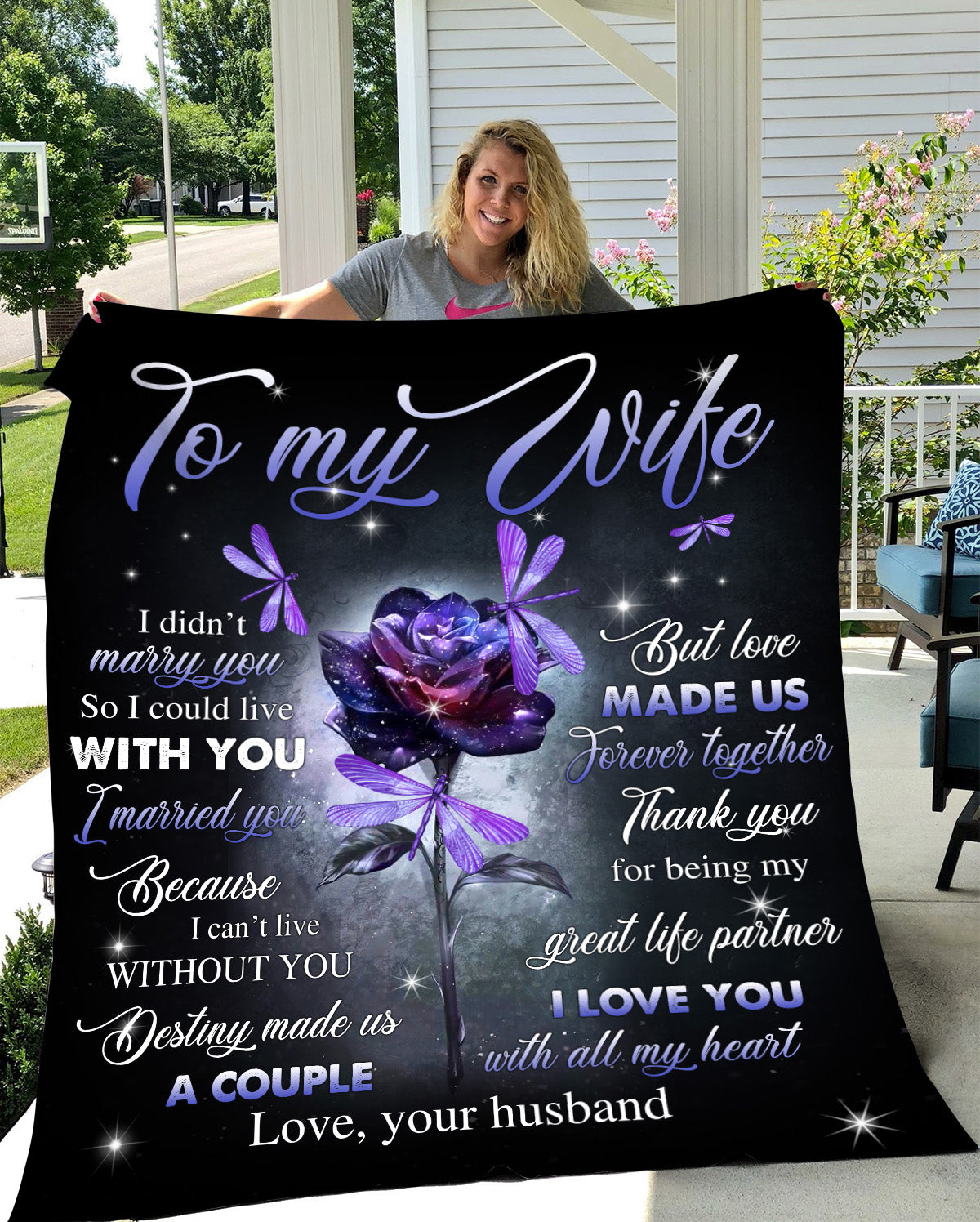 Gift For Wife | Forever Together Purple Rose Blanket From Husband