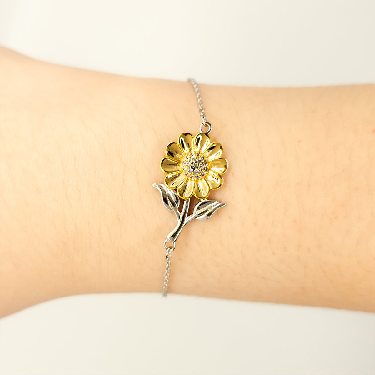 Gift For Mom | Support Sterling Silver Sunflower Bracelet From Daughter