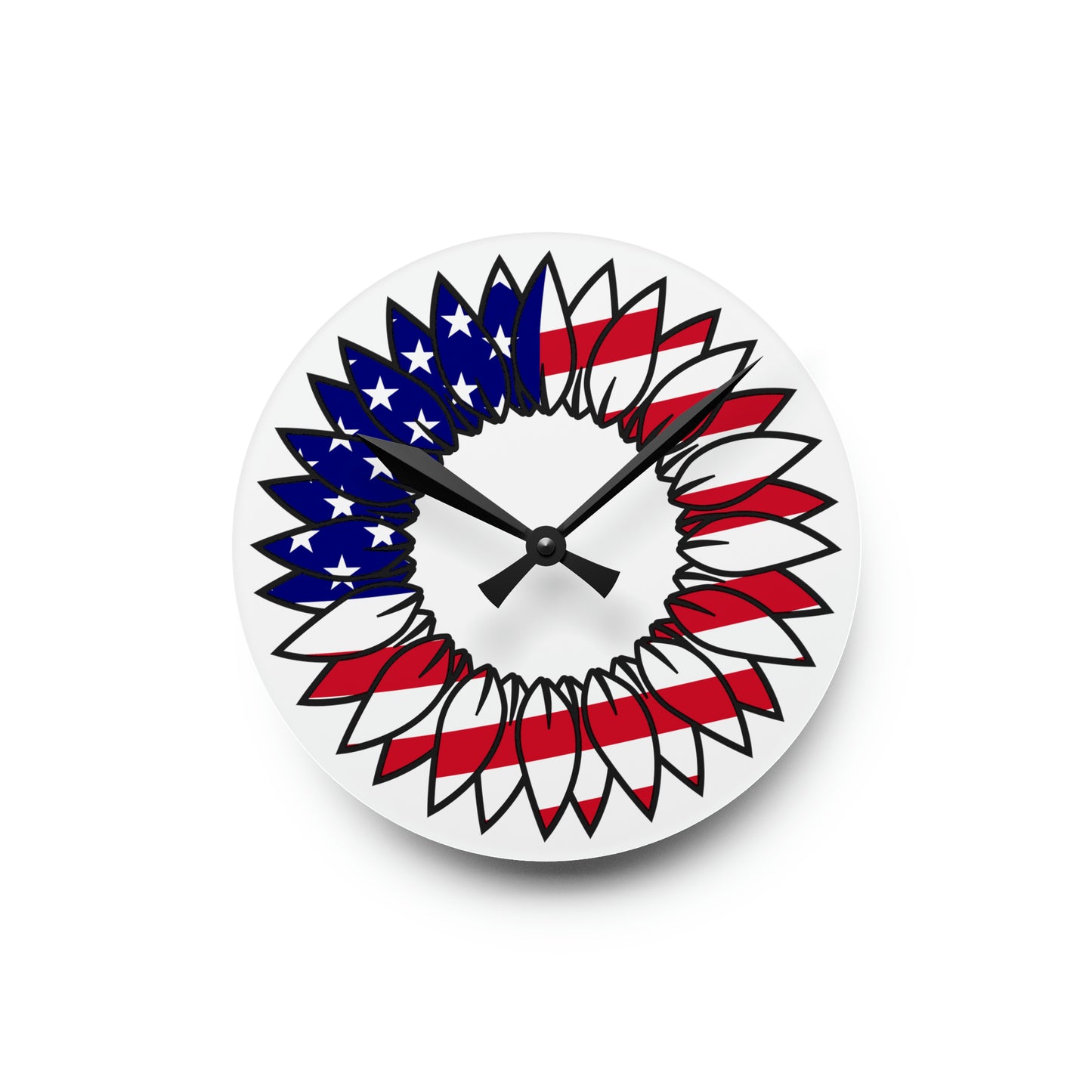 American Flag Sunflower Acrylic Wall Clock