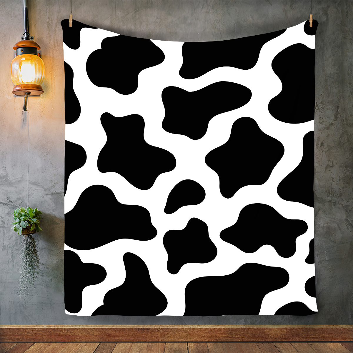 Black and White Cow Print Soft Cozy Blanket