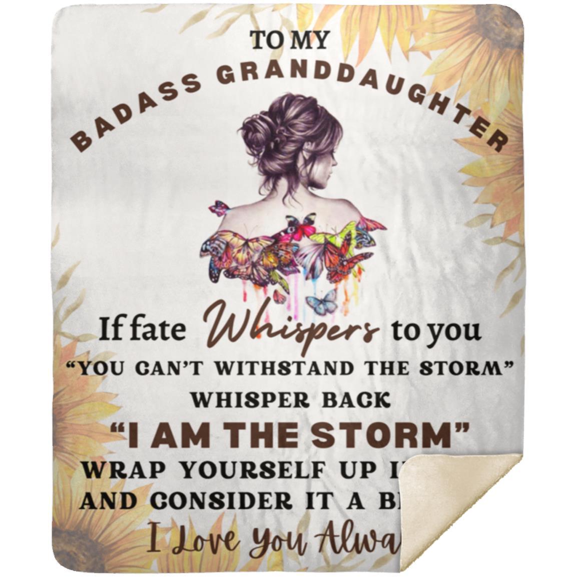 Gift For Badass Granddaughter | I Am The Storm Sunflower Throw Blanket 50x60