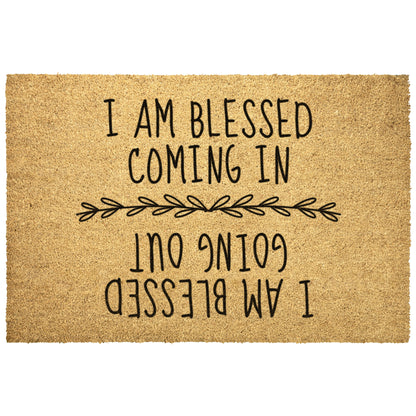 Blessed Coming In Blessed Going Out Outdoor Golden Coir Doormat