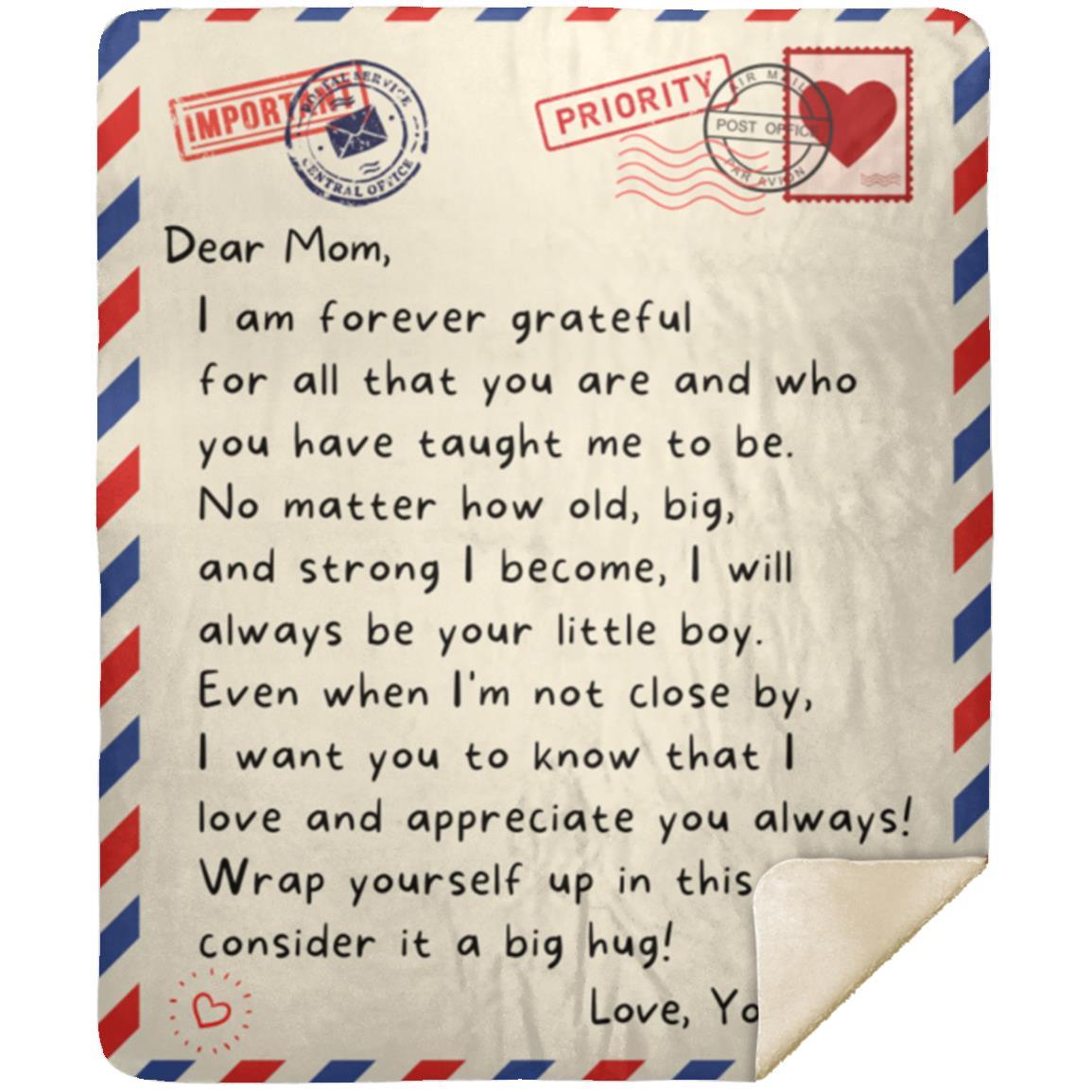 To Mom | Mom Personalized Letter Blanket - Always Be Your Little Boy | From Son