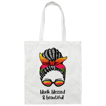 Black Blessed Beautiful Canvas Tote Bag