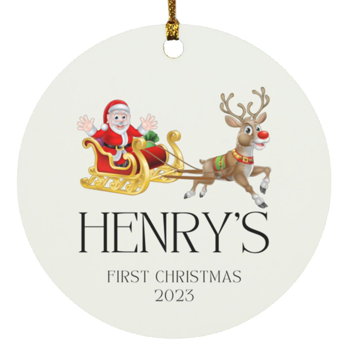 Santa Personalized First Christmas Circle Ornament