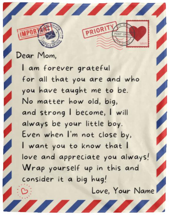 To Mom | Mom Personalized Letter Blanket - Always Be Your Little Boy | From Son