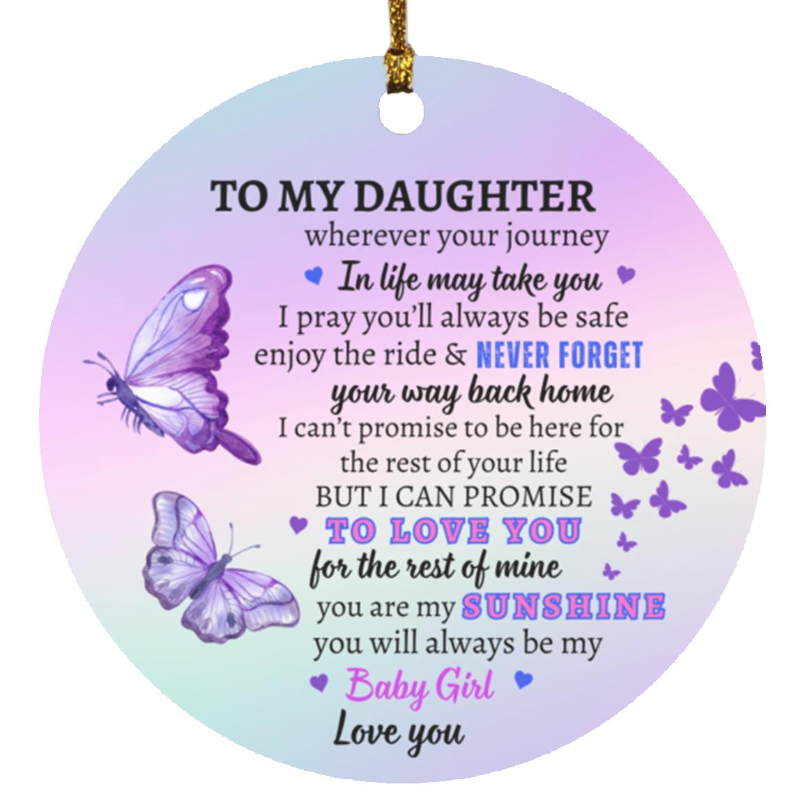 Gift For Daughter | Baby Girl Circle Butterfly Ornament From Mom and/or  Dad