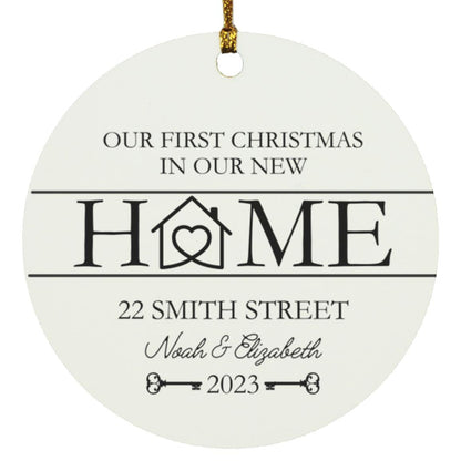 Our First Christmas Home Key Personalized Circle Ornament