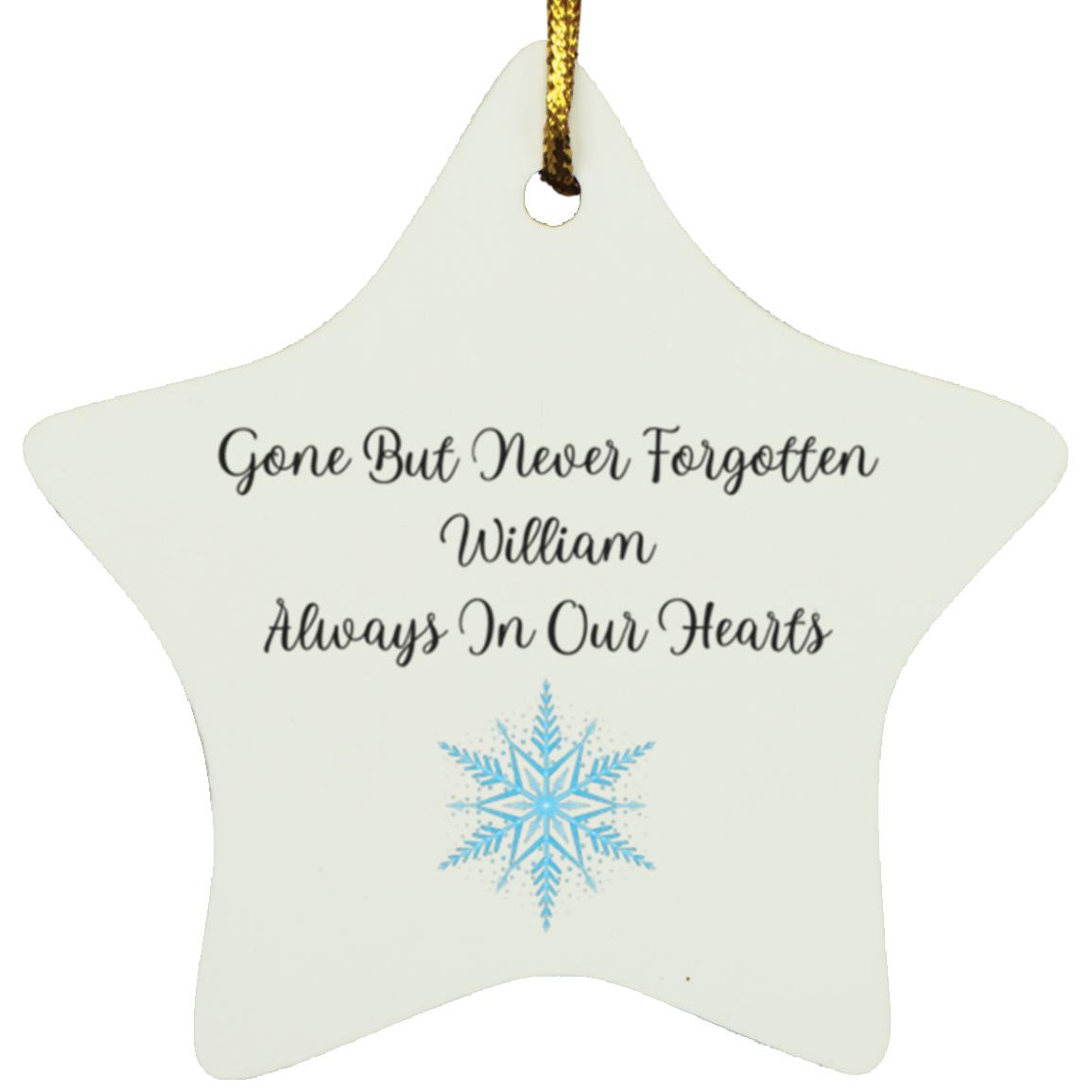 Gone But Never Forgotten Personalized Snowflake Star Ornament