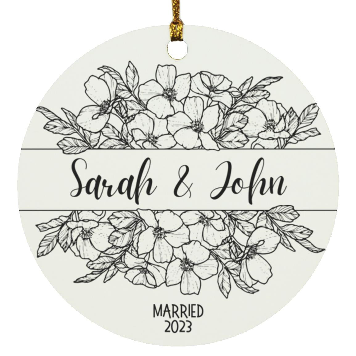 Personalized Marriage Year Ornament - Black & White
