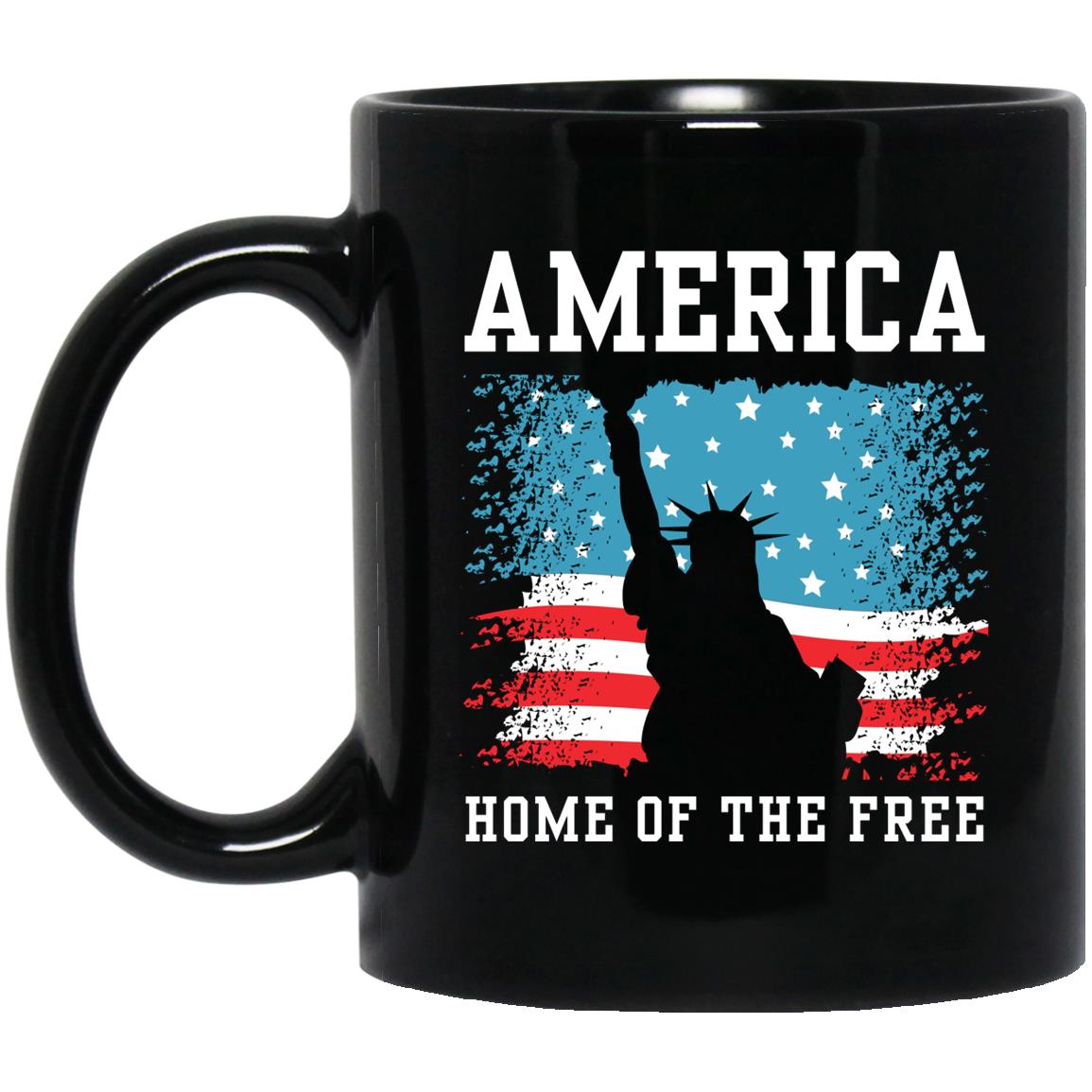 America Home of the Free Liberty Black Mug