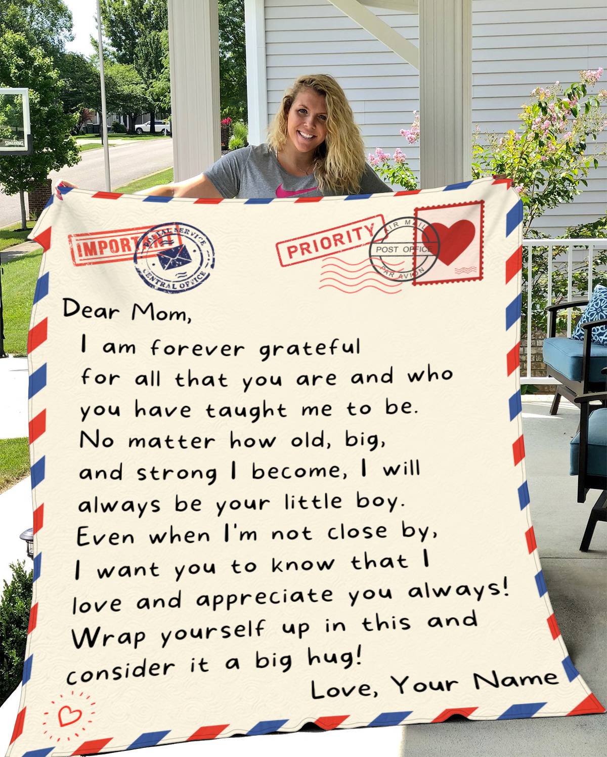 To Mom | Mom Personalized Letter Blanket - Always Be Your Little Boy | From Son