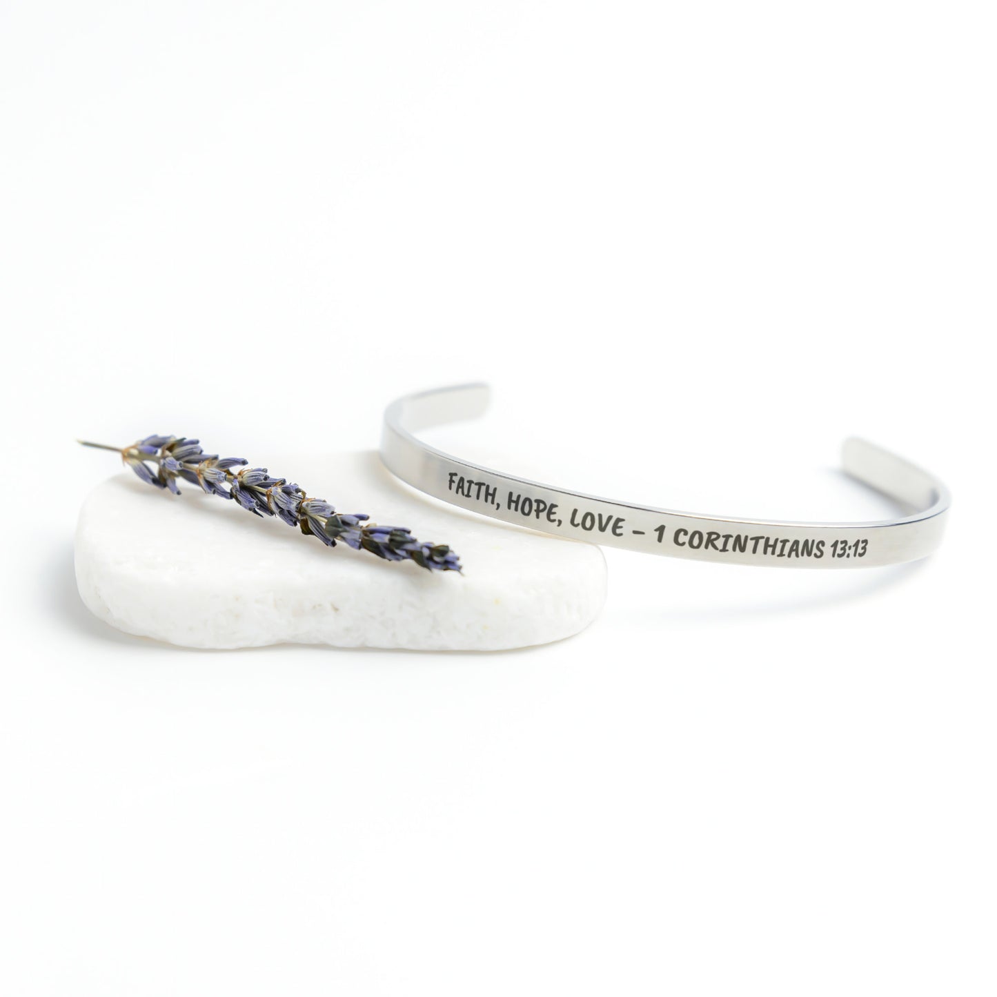 Faith, Hope, Love - 1 Corinthians 13:13 Cuff Bracelet