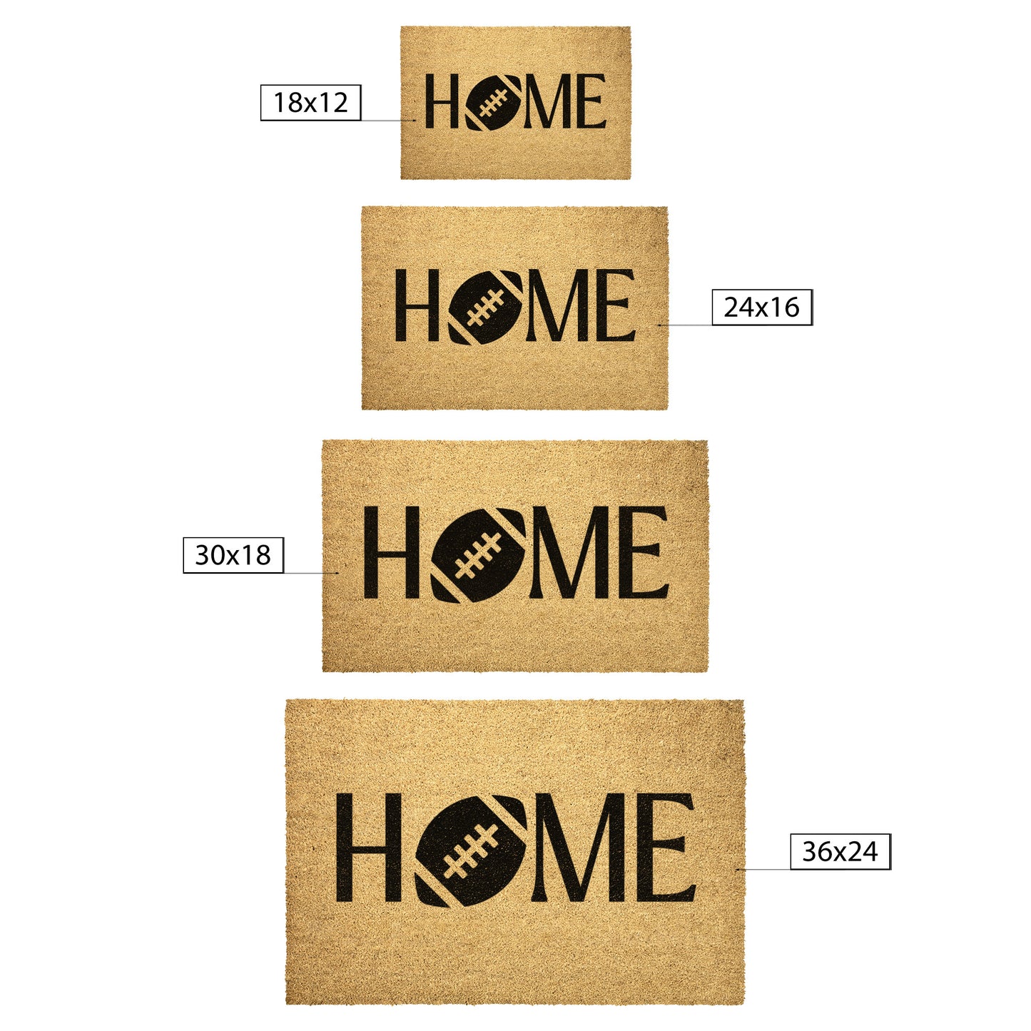 Football Home Outdoor Golden Coir Doormat