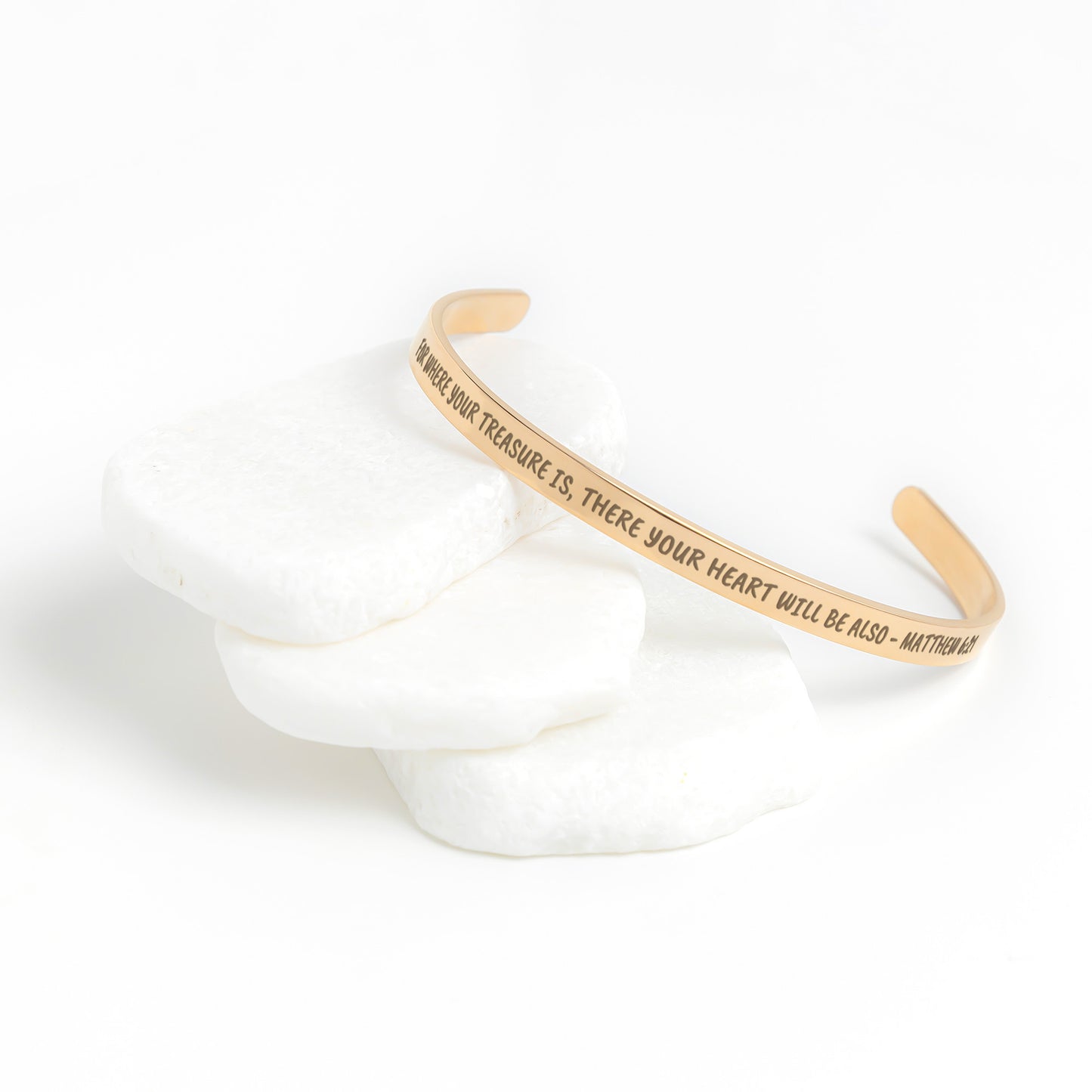 For Where Your Treasure Is, There Your Heart Will Be Also - Matthew 6:21 Cuff Bracelet