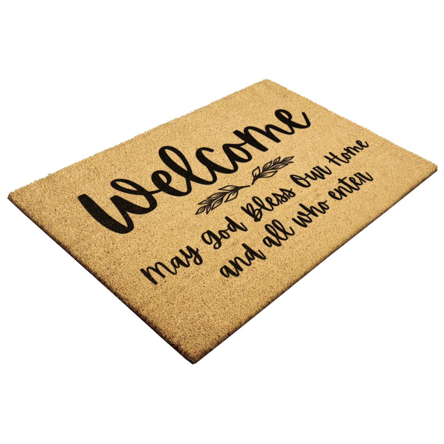 God Bless Our Home Outdoor Golden Coir Doormat