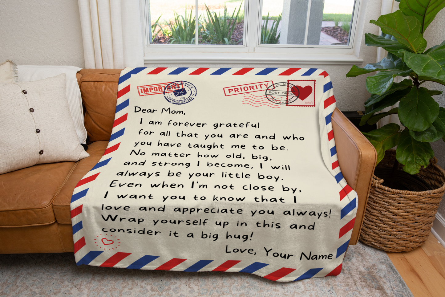 To Mom | Mom Personalized Letter Blanket - Always Be Your Little Boy | From Son