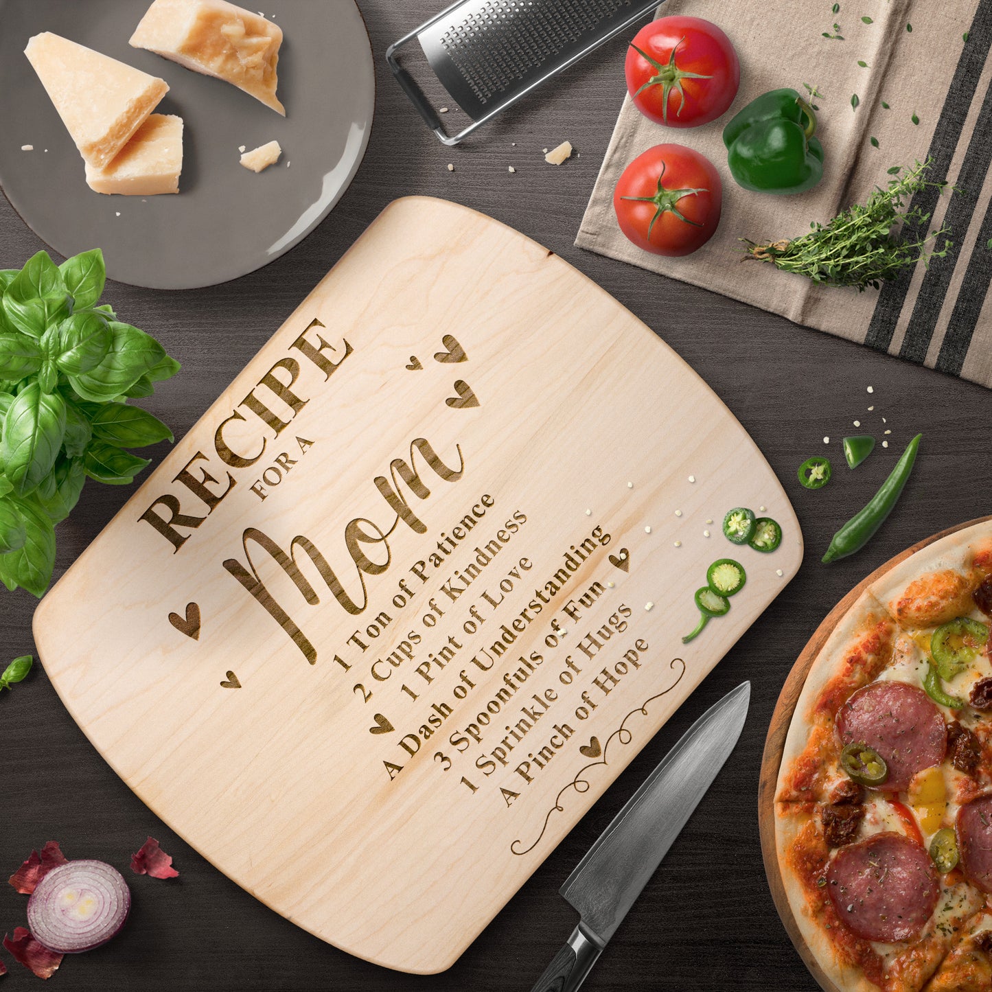 Gift For Mom | Mom Recipe Kitchen Cutting Board