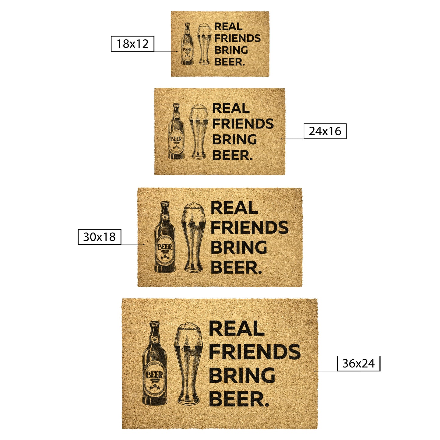 Real Friends Bring Beer Outdoor Golden Coir DoorMat