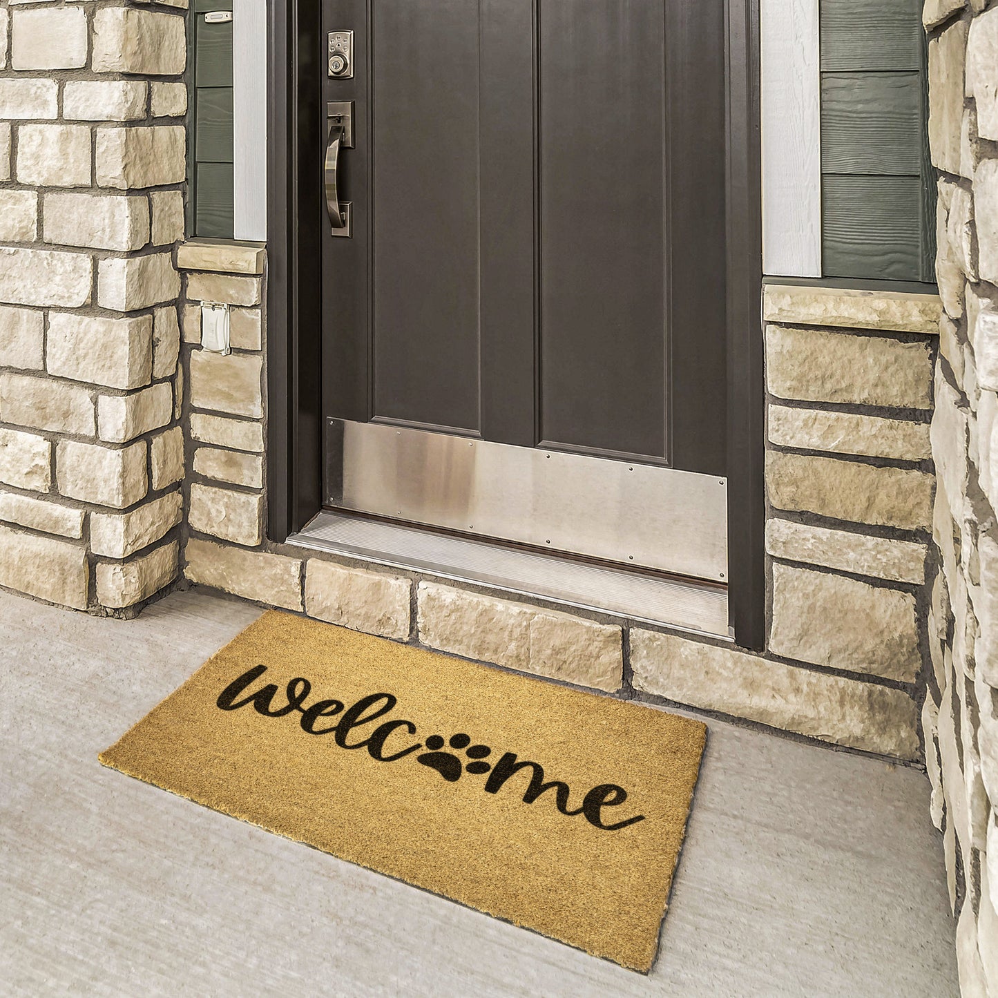 Welcome Animal Paw Outdoor Golden Coir Doormat