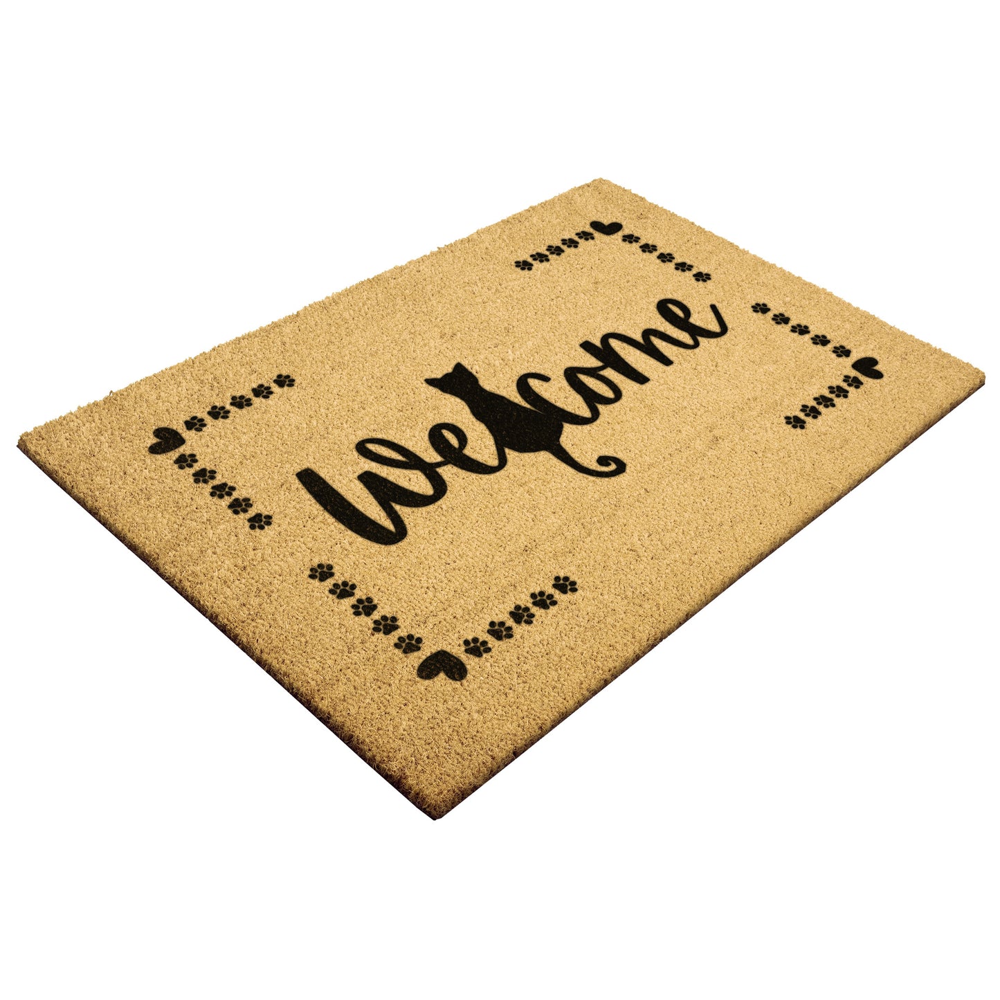 Welcome Cat Paws Outdoor Golden Coir Doormat