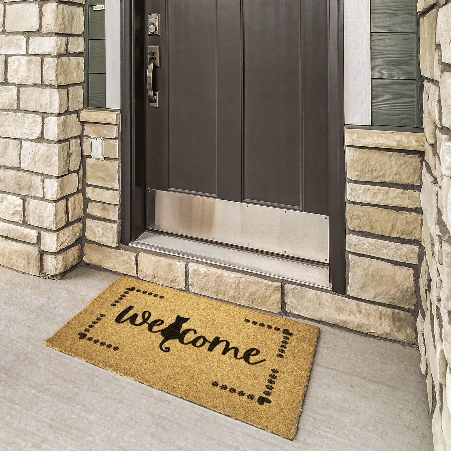 Welcome Cat Paws Outdoor Golden Coir Doormat