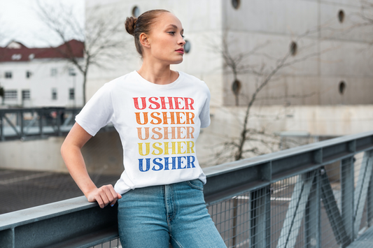 Usher Distressed Colorful T-Shirt